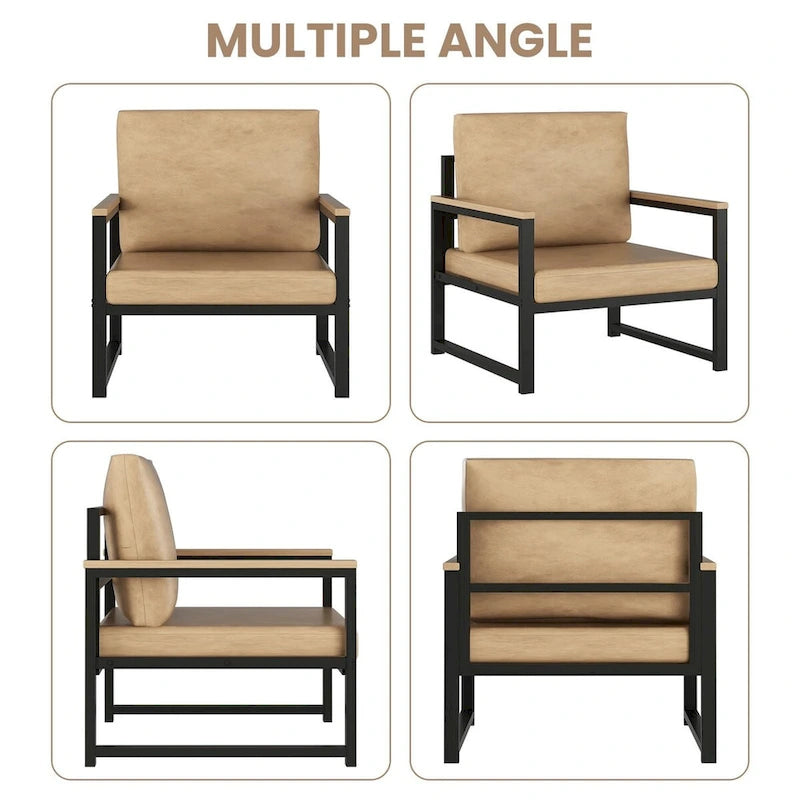 Single Lazy Boy Sofa Chair, Simple Modern Sofa Chair with Armrests for Living Room, Office, Bedroom, Beige/Khaki