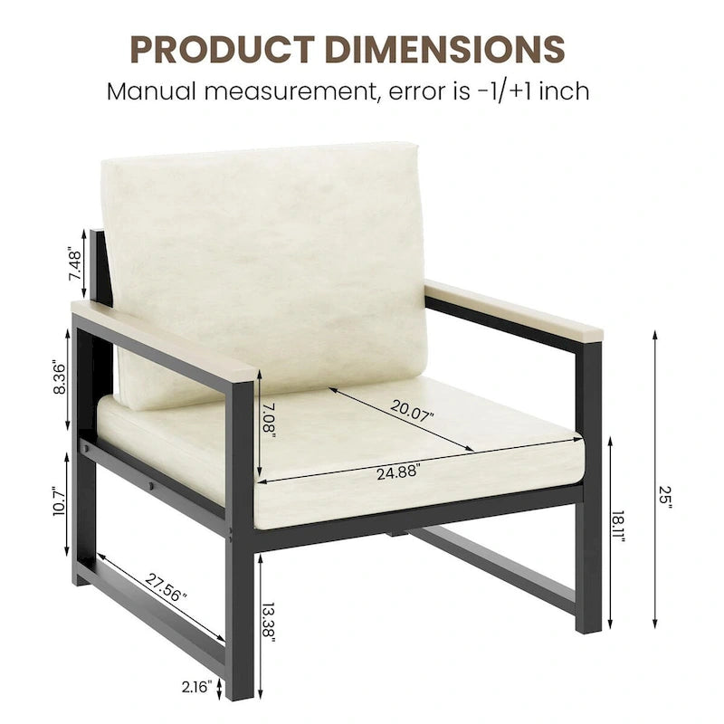 Single Lazy Boy Sofa Chair, Simple Modern Sofa Chair with Armrests for Living Room, Office, Bedroom, Beige/Khaki
