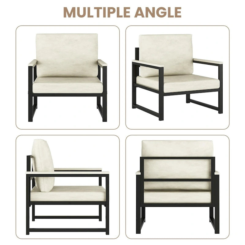 Single Lazy Boy Sofa Chair, Simple Modern Sofa Chair with Armrests for Living Room, Office, Bedroom, Beige/Khaki